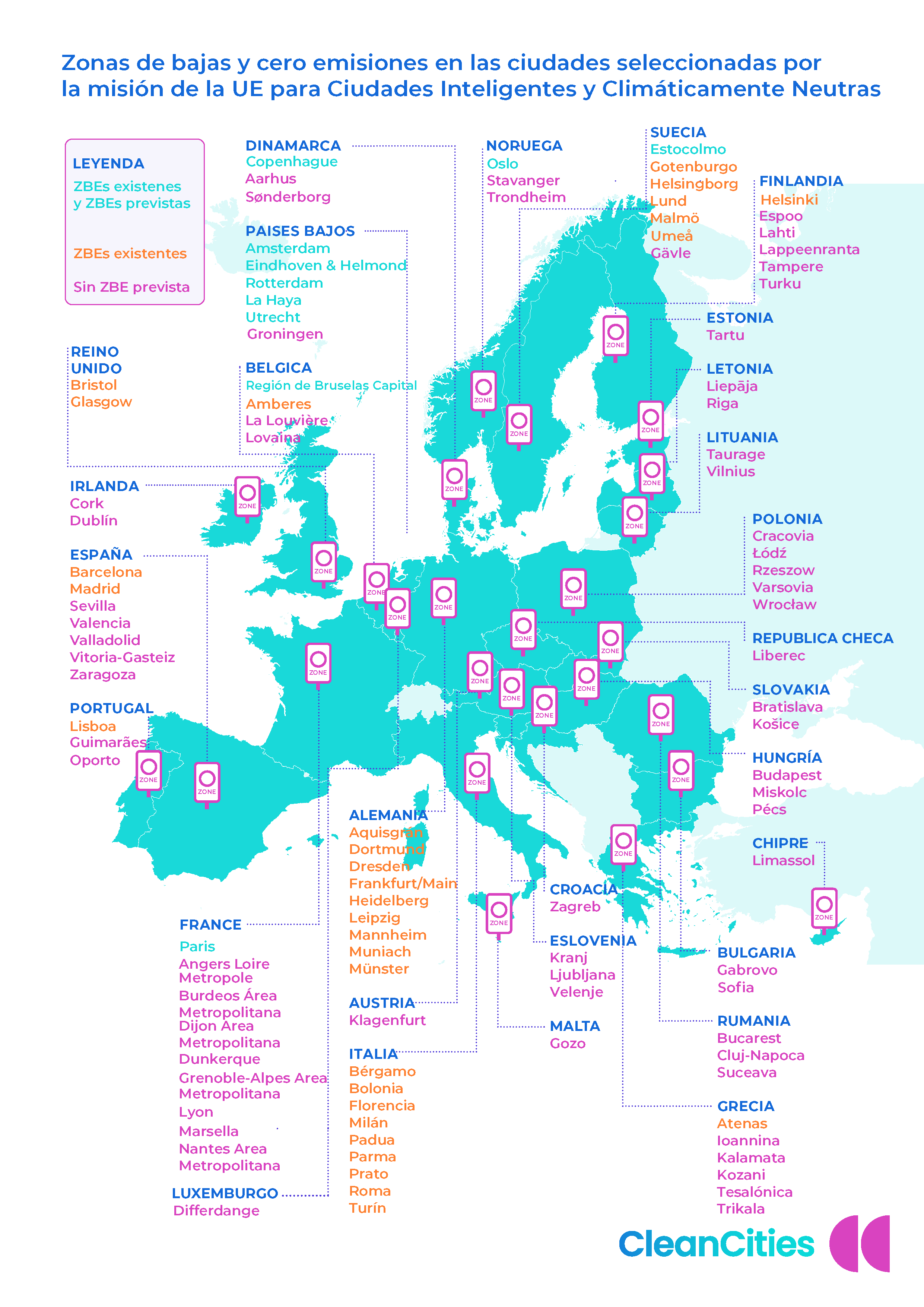 ES LEZs ZEZs in 105 Climate Neutral Cities for PR work advocacy