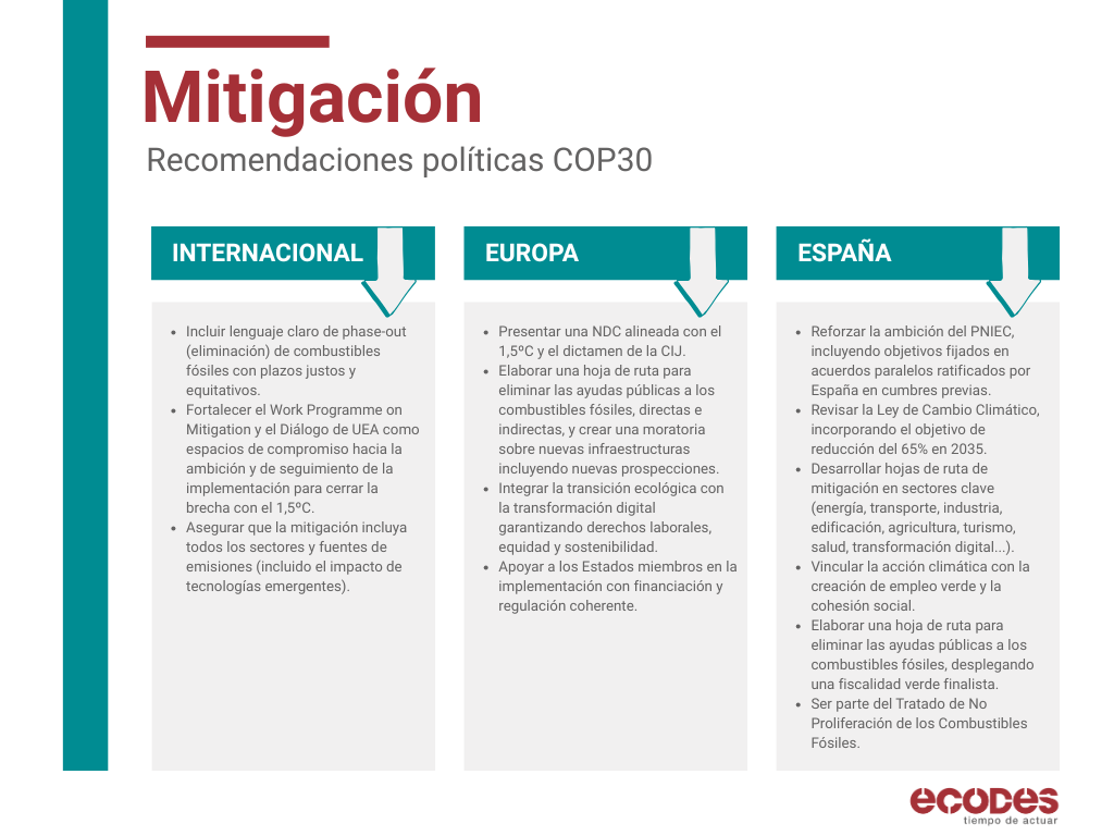Lo que esperamos de la COP Mitigación