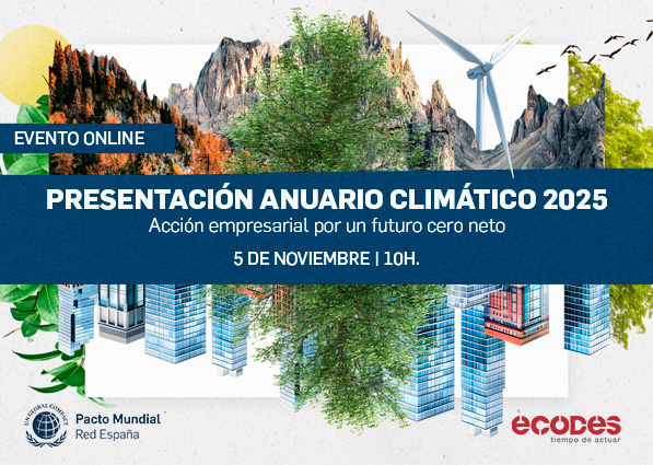 Portada del Anuario de Acción Climática Empresarial, incluyendo la fecha de su presentación: 5 de noviembre